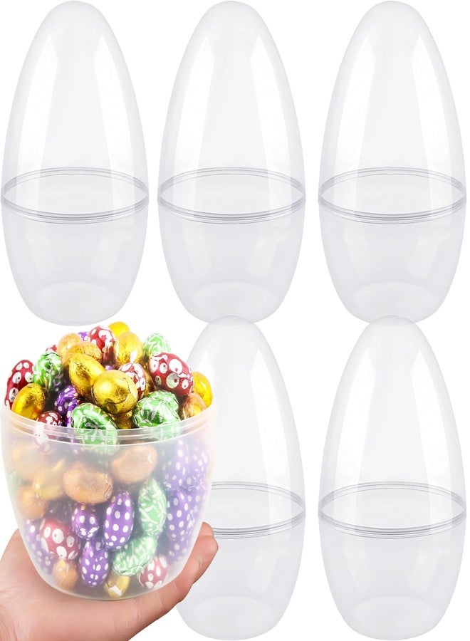 Restroma 5 Pack 10 Inch Giant Clear Easter Eggs Jumbo Plastic Easter Eggs Large Fillable Transparent Easter Eggs Empty for Egg Hunt Supplies Easter Basket Goodies - Image 1